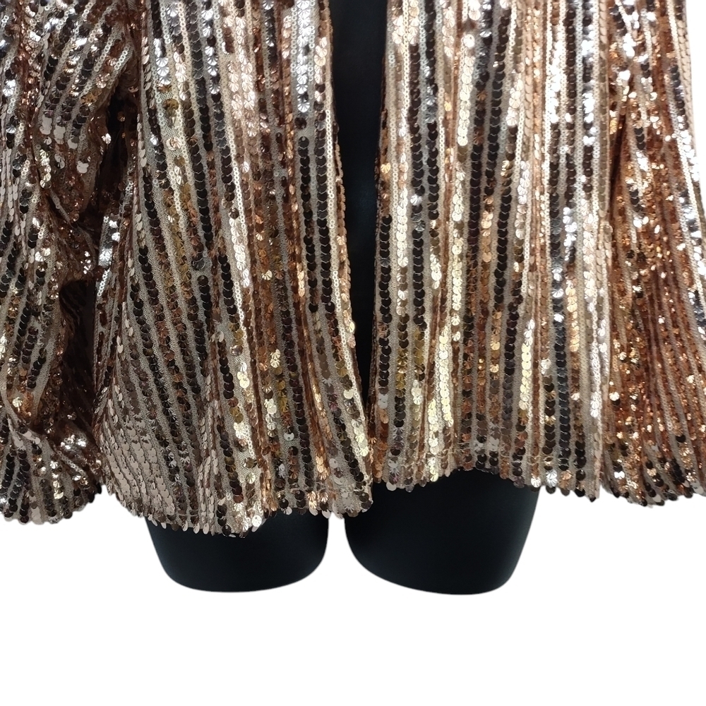 Blue S Women's Sequined Open Front Jacket Size M NWT - Picture 4 of 9